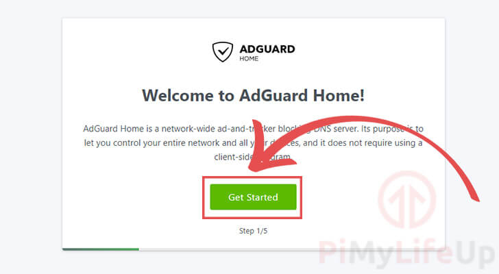Raspberry Pi AdGuard Home Initial Setup Welcome